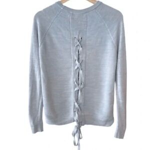 Lululemon Lace-Back Light Gray Knit Sweater.No size please look at picture